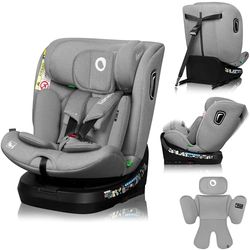 LIONELO BRAVE i-Size Silla Coche Giratoria 360o para Niños de 40 a 150 cm, Orientada Hacia Delante y Hacia Atrás, ISOFIX TopTether, Ajuste del Reposacabezas y del Respaldo Protección lateral (Grey)