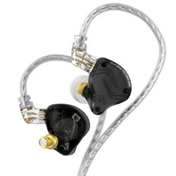 KZ ZS10 Pro X w monitorze dousznym, ulepszone słuchawki 4BA 1DD KZ, słuchawki gamingowe, IEM, ze stopu twarzy, zdejmowane, posrebrzane, wpuszczane, 0,75 mm, 2-pinowy kabel dla audiofilów, ciemne, bez
