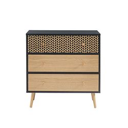 BAÏTA - Commode met kapucijnen, zwart en eikeneffect, 78 cm