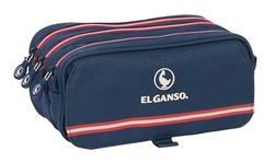 Safta EL GANSO CLASSIC Trousse triple grande trousse pour enfant, idéale pour les enfants d'âge scolaire, confortable et polyvalente, qualité et résistance, 21,5 x 8 x 10 cm, couleur bleu marine, bleu