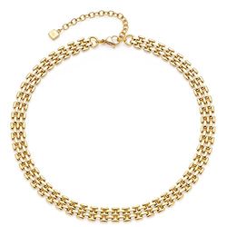 Leonardo Jewels 023052 - Collar milanés de acero inoxidable, 40-47 cm de longitud, collar de ladrillo para mujer, 40 cm, Acero inoxidable, No es una piedra preciosa