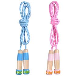 OTraki Cuerda Saltar Niños, Comba de Saltar Niños Ajustable con Mango de Madera 2 Pack Jumping Rope Kids de 2M, Skipping Rope Kids Cuerda de Algodón para Niños Adulto Jump Ropes para al Aire Libre