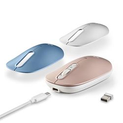 NGS Shell-RB - Ratón Inalámbrico Recargable, Ratón Ergonómico Multidispositivo, Conexión 2.4 GHz + Bluetooth 5.0, Botones Silenciosos, Ambidiestro, Carcasas de Colores Adicionales, DPI Ajustable