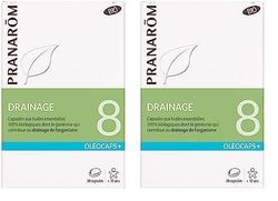 PRANARÔM - Oléocaps 8 - Drainage - Aux Huiles Essentielles Ciblées - Menthe Poivrée, Citron, Gingembre, Cardamome, Mandarine & Genévrier - 100% Naturelle Et Bio - HECT - 30 Capsules Prédosées