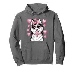 Husky Dog Coquette Candy Valentines Day Pet Lover Hearts Felpa con Cappuccio