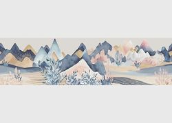 AG Design Aquarellberge Self-Adhesive Border, Kitchen, Living Room, Wall Sticker, Multicoloured 500 x 13.8 cm | AWB 8416
