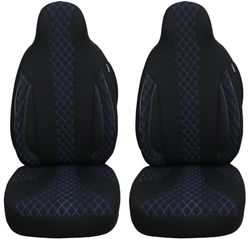 BREMER SITZBEZÜGE Fundas de asiento para coche compatibles con Lexus UX conductor y pasajero a partir de 2018 / fundas de asiento de coche Juego de 2 fundas de asiento de coche en negro y azul costura