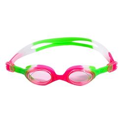 BornToSwim Occhialini da nuoto Arcobaleno elevato comfort con leggero regolabile braccialetto in silicone, resistente a festen lenti con protezione UV integrata, Rosa / Verde, S