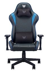 Predator Gaming Chair, Chaise Gaming, Chaise Bureau, Coussin Lombaire, Appui-tête Amovible, Accoudoirs Réglables, Mouvement De Dossier 155 Degrés, Cadre En Acier, Cuir Synthétique, Noir/Bleu