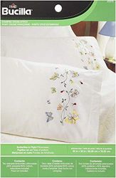 Bucilla Par de fronhas estampadas bordadas, 20 x 30 polegadas, 45076 borboletas em voo