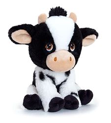Keel Toys KEELECO - Peluche 100% recyclée - Jouet écologique pour Enfant - Peluche Vache 18cm - SE6703, Brun
