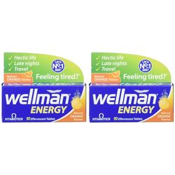 Vitabiotics Wellman Energy Natural Orange Flavour 10 Effervescent Tablets (Pack of 2)
