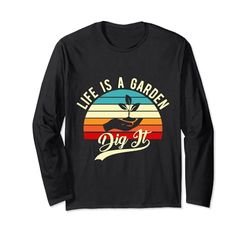 Retro Life is a Garden Dig It Vintage dare piante da giardinaggio Maglia a Manica