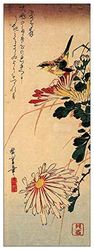 ArtPlaza Hiroshige Utagawa-Small Bird met chrysanthemum decoratieplaat, MDF, meerkleurig, 50 x 140 cm