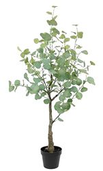 Kunstboom eucalyptus in pot, plant, decoratie, struik, bush, eucalyptusstam, eucalyptustakken, kunstplanten, kunstbloemen, groene planten, zilver, dollar, bladeren, decoratie, balkon, tuin,