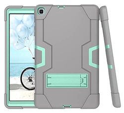 Samsung Tabs6 Lite10.4 (2020) (SH-P610/P615)/Tab S6 Lite 10.4 P613/P619 2022 Case with Kickstand, Durable Hard Hybrid Cover (Grey+Aqua) a
