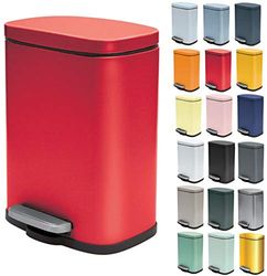 Spirella - Poubelle de Salle de Bain à Pédale AKIRA - Acier Inoxydable Haut de Gamme - Fermeture Silencieuse Easy-Close - Rouge Mat - 5L