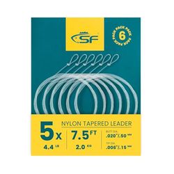 SF Set van 6 voorgebonden nylon kousen voor forelvissen, 2,3 m, 5 stuks