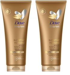 Dove Summer Revived Medium to Dark Gradual Tanning Lotion for a gradual tan and natural, radiant glow non‑greasy self-tan for all skin types 200 ml (Pack of 2)