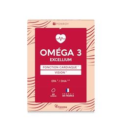 Yves Ponroy Oméga 3 Excellium - Huile de poisson de qualité supérieure - Complément alimentaire pour aider à maintenir le bien etre du coeur - 60 capsules - Yves Ponroy