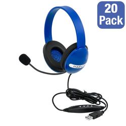 Egghead EGG-IAG-1006-BL-SO USB Preschool Headphones with Boom Microphone, Blue