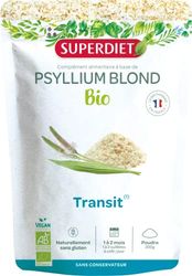 SUPERDIET - PSYLLIUM BLOND BIO - Transit naturel, Bien-être digestif- Fabriqué en France- Sachet papier refermable - Téguments 200 g