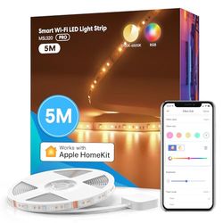 meross Ruban à LED Connecté WiFi, 5M RGBWW Bande Lumineuse Intelligente Compatible avec Apple HomeKit, Alexa et Google Home, Guirlande Lumineuse LED Multicolore avec Contrôle Vocale à Distance
