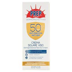 PREP, Crema Solare Viso SPF50 +, Protezione Solare, Protezione Raggi UVA/UVB, Senza Parabeni, Formato 50 ml