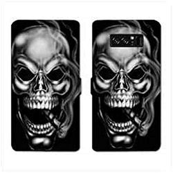 Cokitec RV leren beschermhoes voor Samsung Galaxy S10, motief: doodskop - Fume N