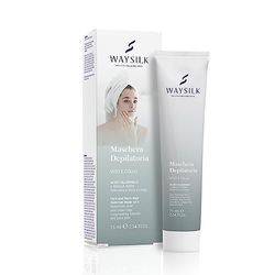 Waysilk | Maschera Depilatoria Viso e Collo, Crema Depilatoria Con Acido Ialuronico, Argilla Verde e Bianca, Pelle Liscia a Lungo, 75ml