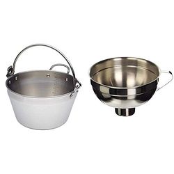 KitchenCraft Home Made Maslin Pan/Jam Pan for Induction Hob, Stainless Steel, 4.5 L & Home Made Jam Funnel, Traditional, Stainless Steel, 14.5 cm