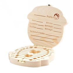 InnovaGoods® Caixa dentes de leite menino e menina, caixa de madeira rato perez, caixa de presente para bebé, ideal para colocar os dentes, cordão umbilical e lanugo do bebé. Caixa de madeira de