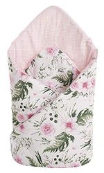 Kudde 100% bomull 75 x 75 cm inlagd filt babyhörnor dubbelsidig mjuk året runt multifunktionell antiallergisk baby medi partners (blomma med rosa prickar)