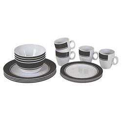 Bo-Camp - Tableware set - 100% Melamine - 16 pieces - White/Grey