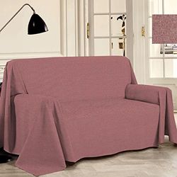 PENSIERI DELICATI Telo Copridivano 220 x 290 cm Made in Italy, Telo Copritutto 100% Cotone Puro Riciclato Tinto in Filo, Tinta Unita Rosso, Ideale Come Telo Arredo, Salva Divano, Coperta Picnic