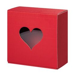 Lot de 10 boîtes cadeau rouges avec fenêtre Heart