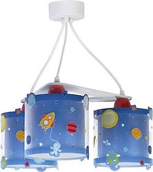 Dalber Candeeiro infantil de teto 3 luzes planetas planetas sistema solar (41344) azul