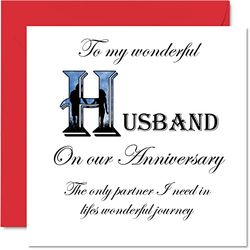 Bonita tarjeta de aniversario para marido, Lifes Wonderful Journey, divertida tarjeta de aniversario de boda para mujeres, hombres, ella, él, tarjetas de felicitación de 145 mm x 145 mm para prometida