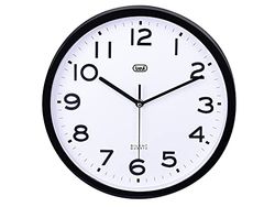 Trevi OM 3302 S Silent Wall Clock with SWEEP Movement, Diameter 30 cm, Modern and Essential Design, Ideal for Bedroom and Office, Operated with AA Battery, Black