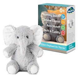 Cloud b Máquina de sonido con sonidos blancos relajantes | Animales de peluche abrazos | Ajustes ajustables y apagado automático | Ideal para viajes | Elliot Elephant sobre la marcha