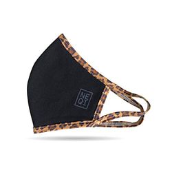 Neqi - Pack de Mascarillas Reutilizables | Negro con borde Leopardo S-M | 1 x Pack de 3 | Mascarillas Reutilizables