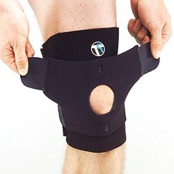 X-Factor - Tutore per ginocchio regolare, supporto per rotula e livello di compressione controllato, aperto dietro il ginocchio, neoprene, velcro, supporti a spirale mediali e laterali, maglia Cool