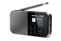 SHARP DR-P520(GY) Radio Digital Bolsillo Osaka, DAB+, DAB y FM con RDS, BT 5.3, Pantalla a color de 2", Alimentación USB-C o batería de litio integrada, Altavoz integrado, mini Jack, bloqueo de teclas