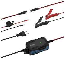 ANSMANN Intelligent 5-stegs batteriladdare 6 V 12 V/1A med LED-display för blybatterier för bil, motor och skåpbil