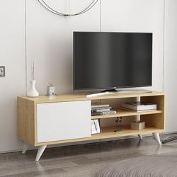Hanah Home Support TV, mélamine, Blanc chêne, Taille Unique