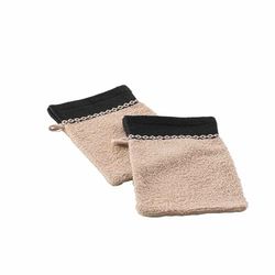 douceur d'intérieur, 2 Gants de Toilette (15 x 21 cm) Majesty Sable, Eponge