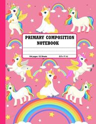 Primary Composition Notebook k-2: Rainbow Unicorn Primary Journal for kindergarten With Picture Space and Dotted Midline, Drawing & Handwriting Story Journal.