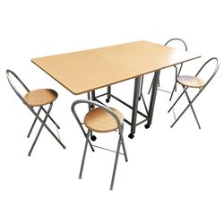 Well Home Set tafel en 4 krukken 'boek' van hout