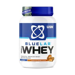 USN Blue Lab Whey - Boisson Protéinée en Poudre, Protéines de Lactosérum & BCAA, Prise de Masse & Récupération, Shaker Post-Entraînement, Saveur Chocolat Caramel, 2 kg, NBLW15