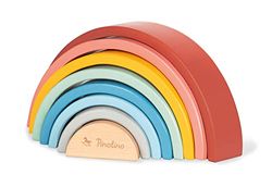 PINOLINO Bloques de Madera Arcoíris 'Ruby', 8 piezas, pintado de colores